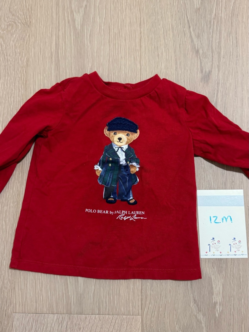 Ralph Lauren Polo Bear Red Long-Sleeve Toddler Shirt size 12 months